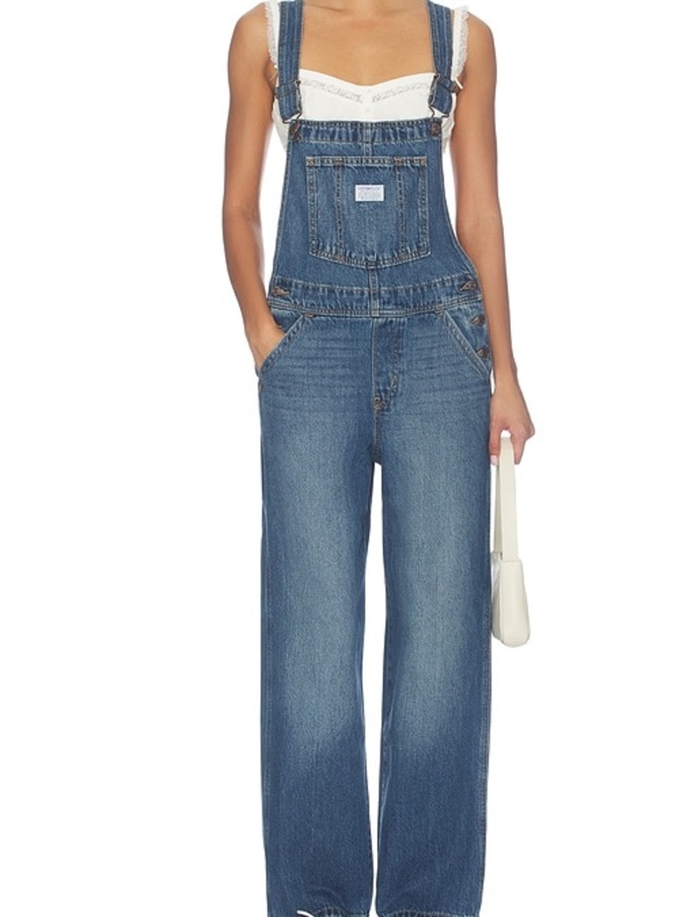 LEVIS- Classic Blue Denim Overalls - Women's Jeans raw hem size small